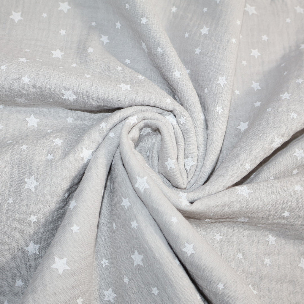 Tissu double gaze de coton imprimé étoile