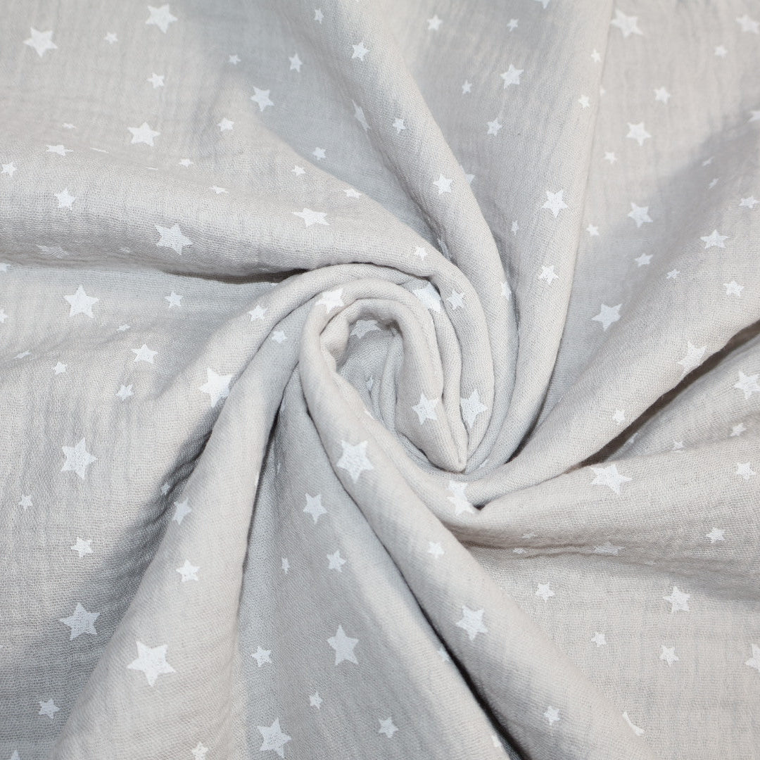 Tissu double gaze de coton imprimé étoile