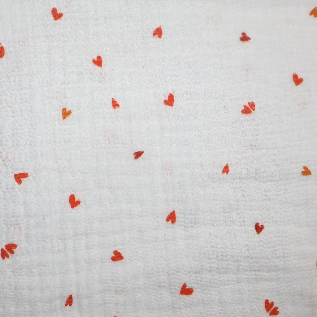 Tissu gaze de coton imprimé coeur