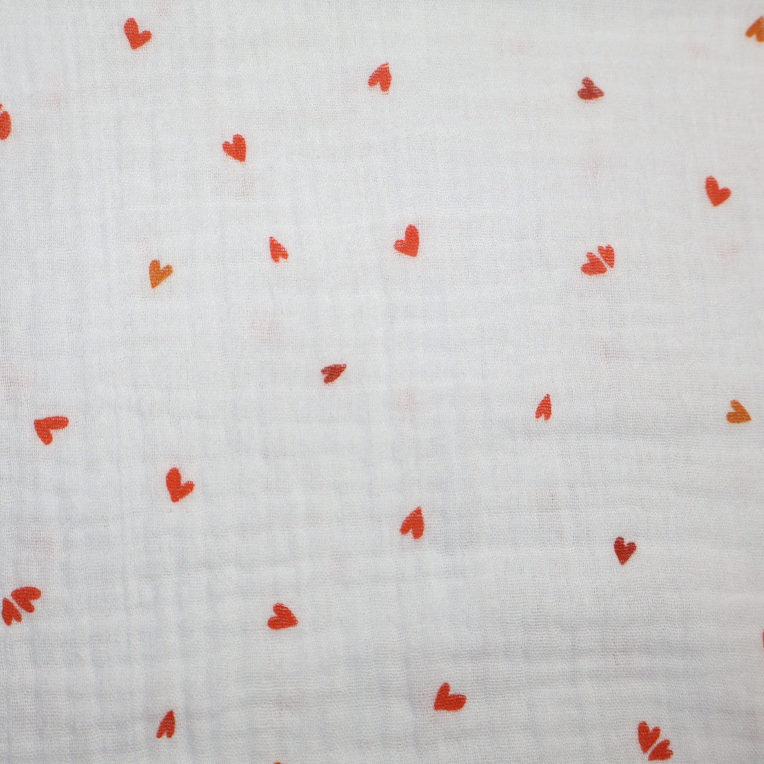 Tissu gaze de coton imprimé coeur