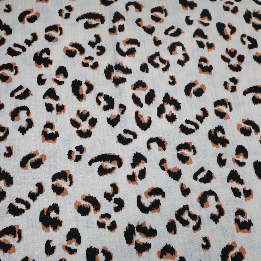 Tissu gaze de coton imprimé léopard