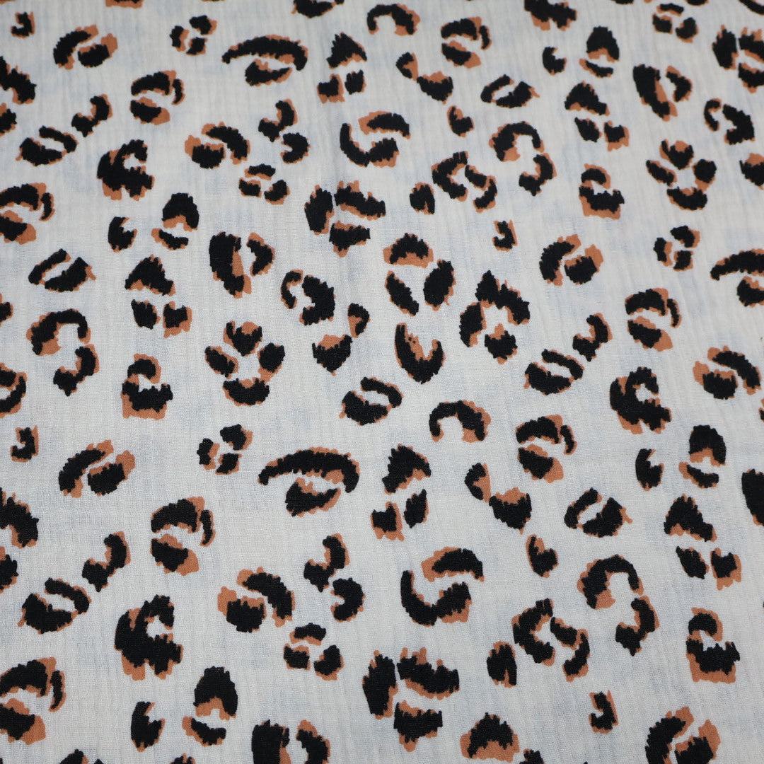 Tissu gaze de coton imprimé léopard