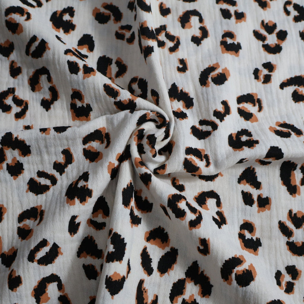 Tissu gaze de coton imprimé léopard