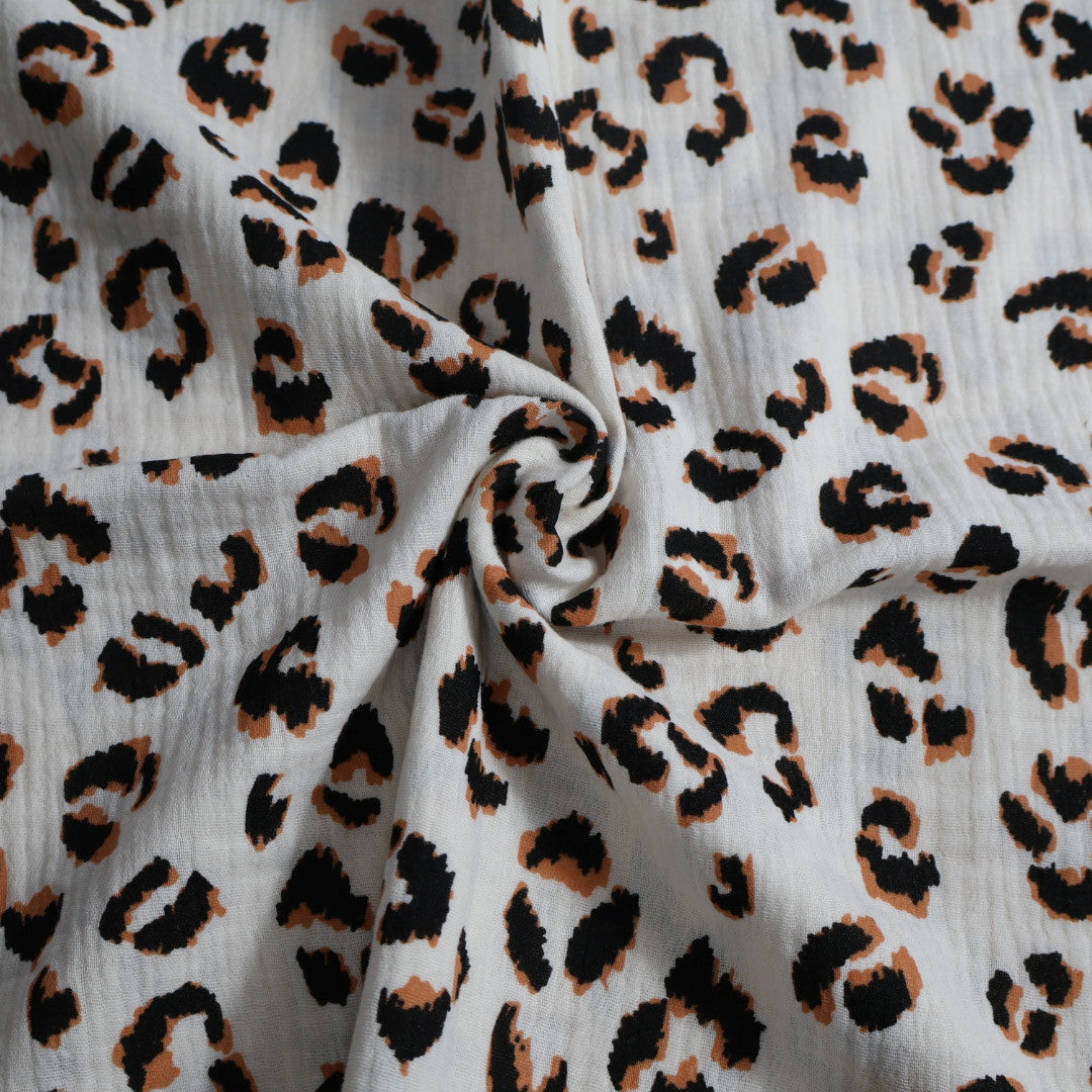 Tissu gaze de coton imprimé léopard