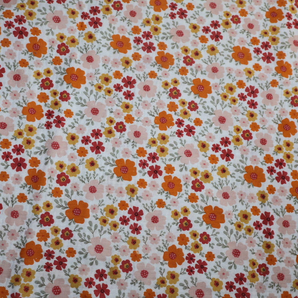 Tissu gaze de coton imprimé fleur