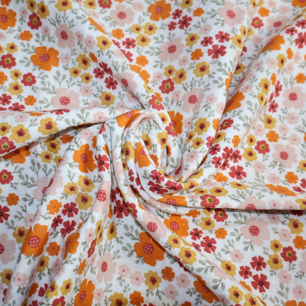 Tissu gaze de coton imprimé fleur