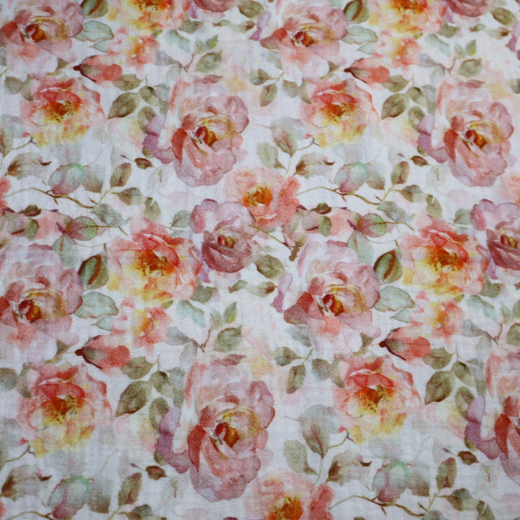 Tissu gaze de coton imprimé fleur