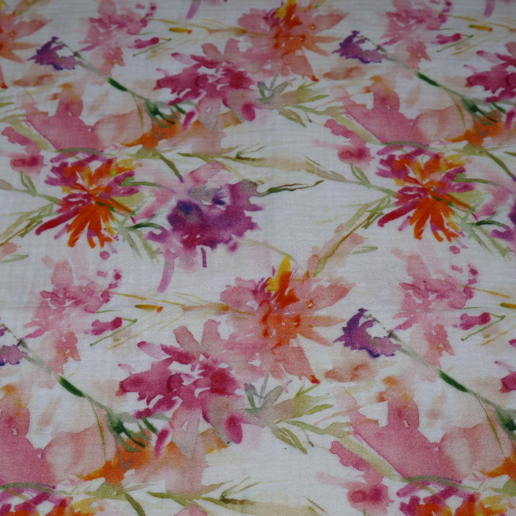 Tissu gaze de coton imprimé floral