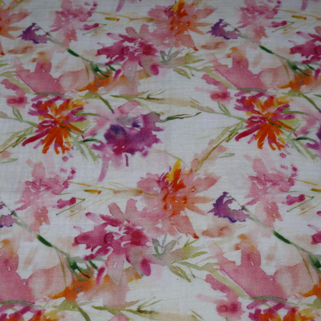 Tissu gaze de coton imprimé floral