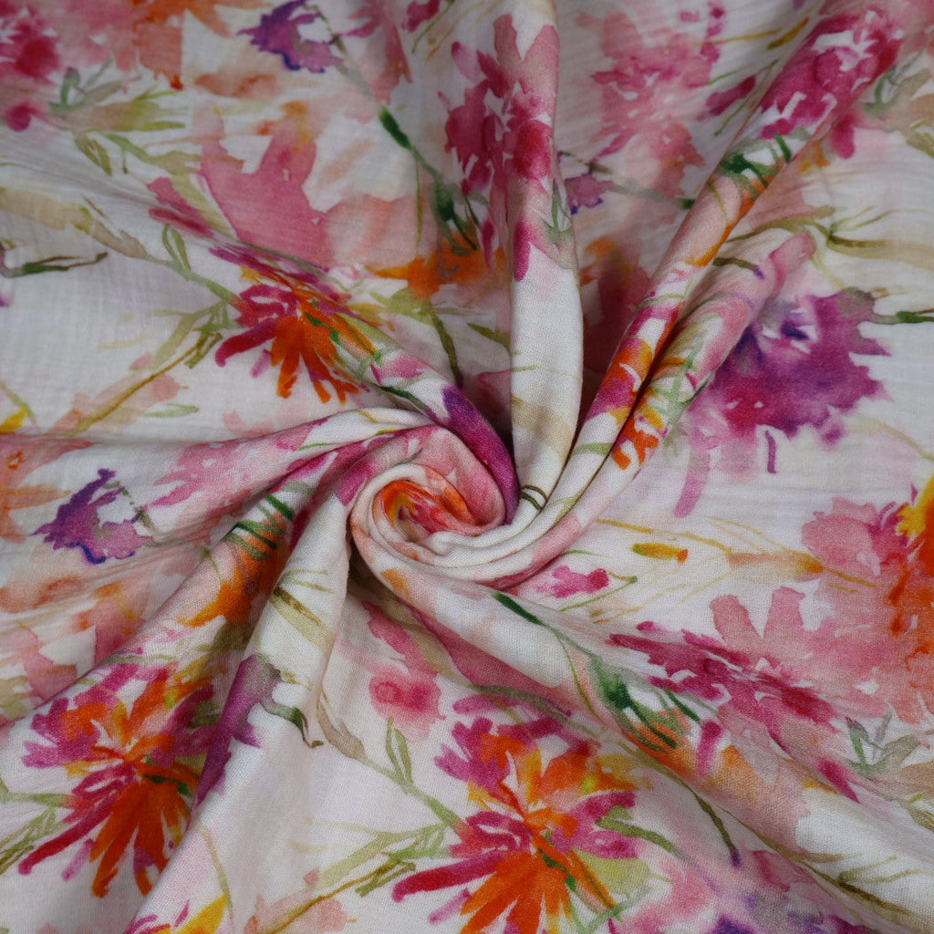 Tissu gaze de coton imprimé floral