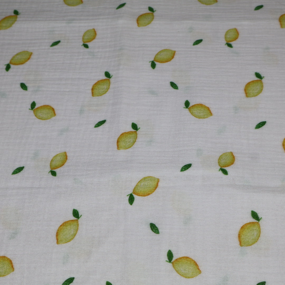 Tissu gaze de coton imprimé citron