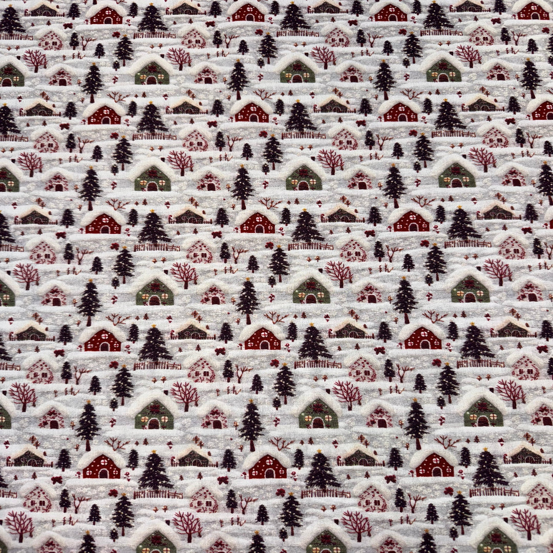 Coton 3D de Noël " Village d'hiver enchanté "