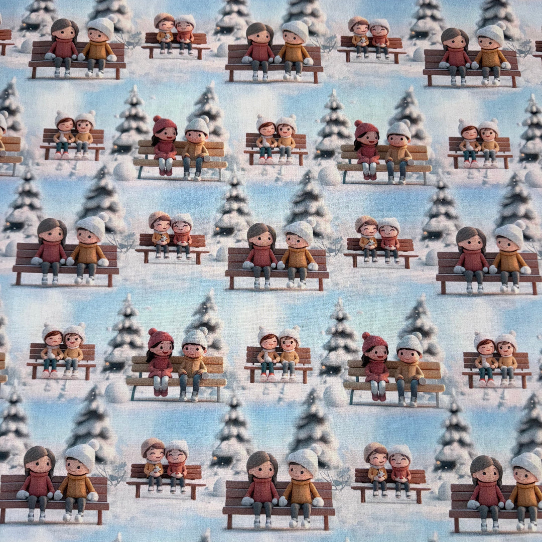 Conton 3D de Noël "Le banc des amoureux enneiger "