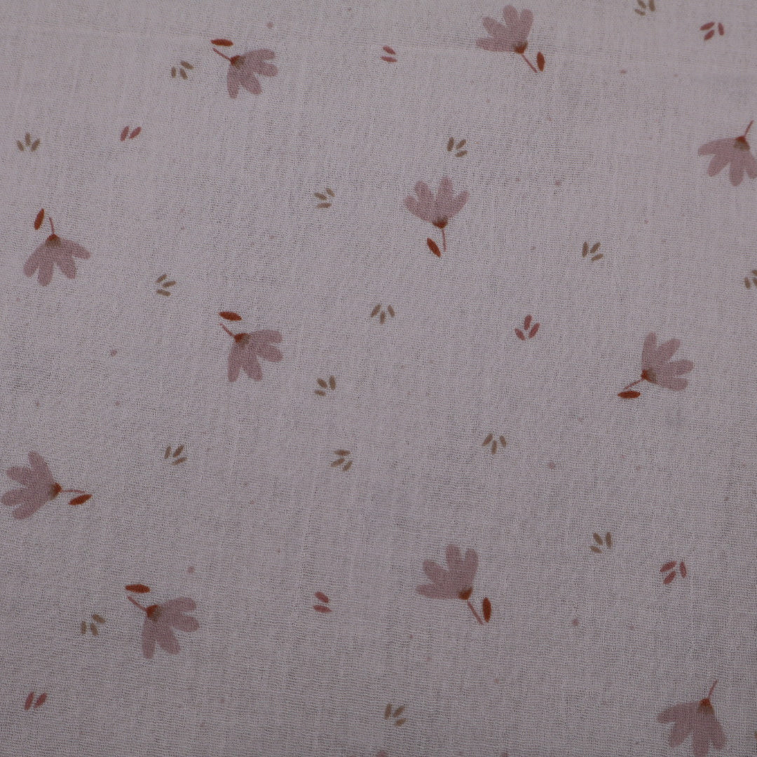 Tissu gaze de coton imprimé rose