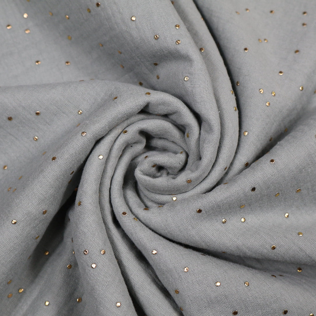 Tissu gaze de coton bleu gris