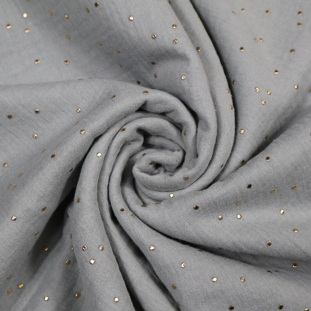 Tissu gaze de coton bleu gris