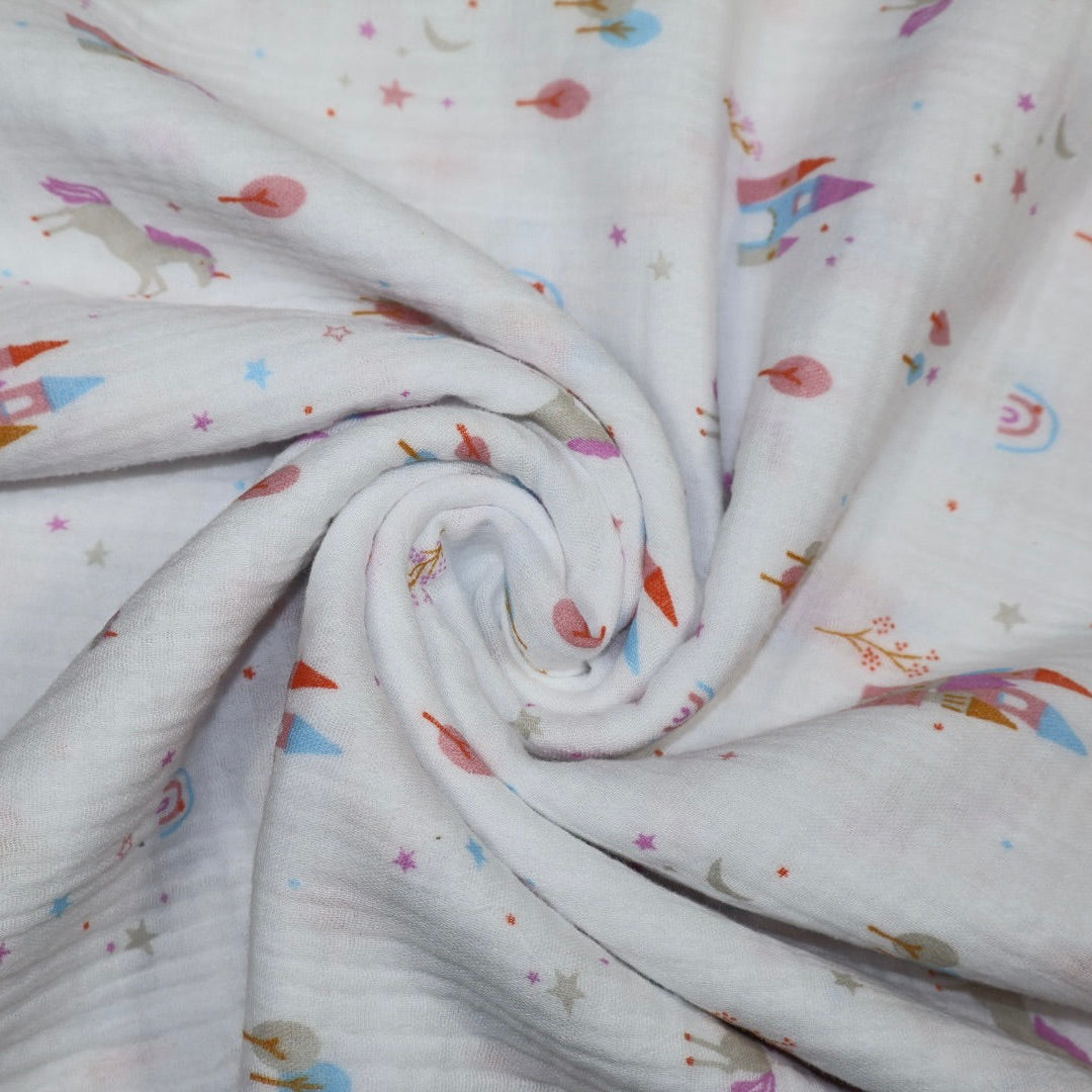 Tissu gaze de coton imprimé