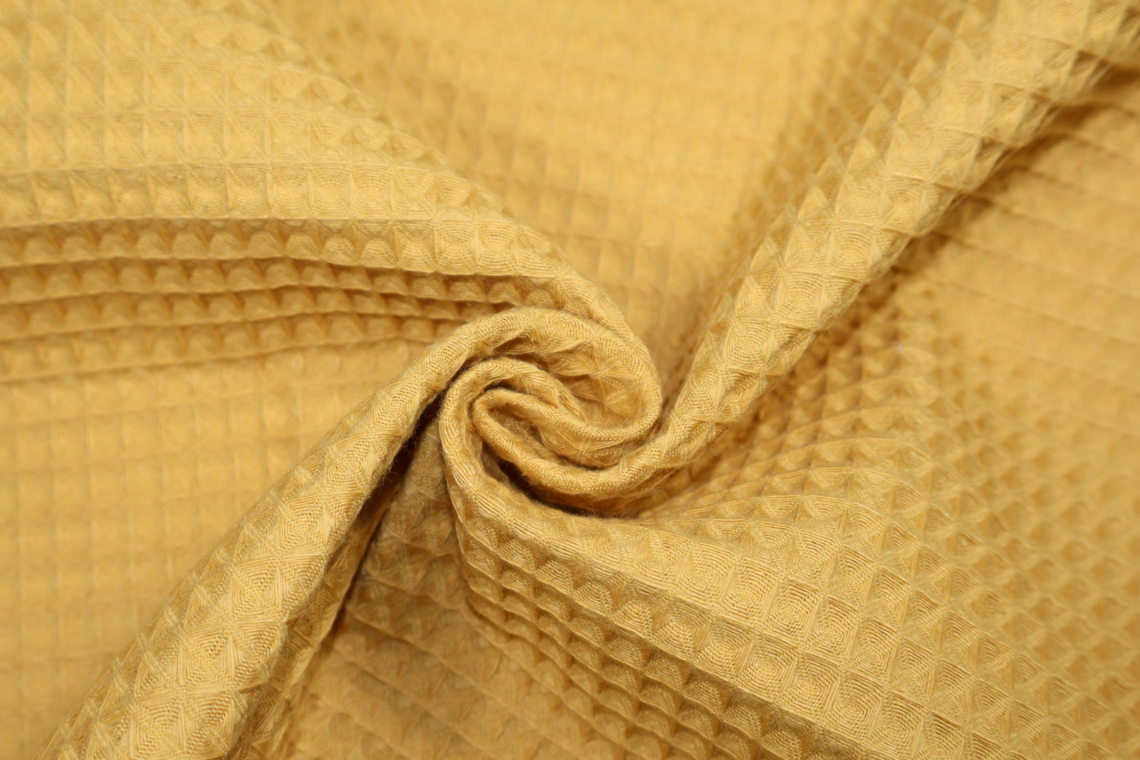 Tissu nid d'abeille moutarde