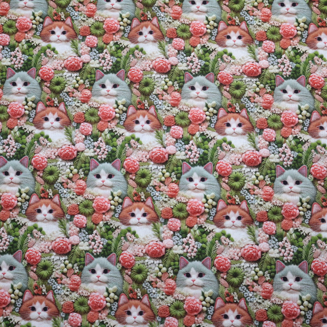Tissu coton 3D imprimé chats
