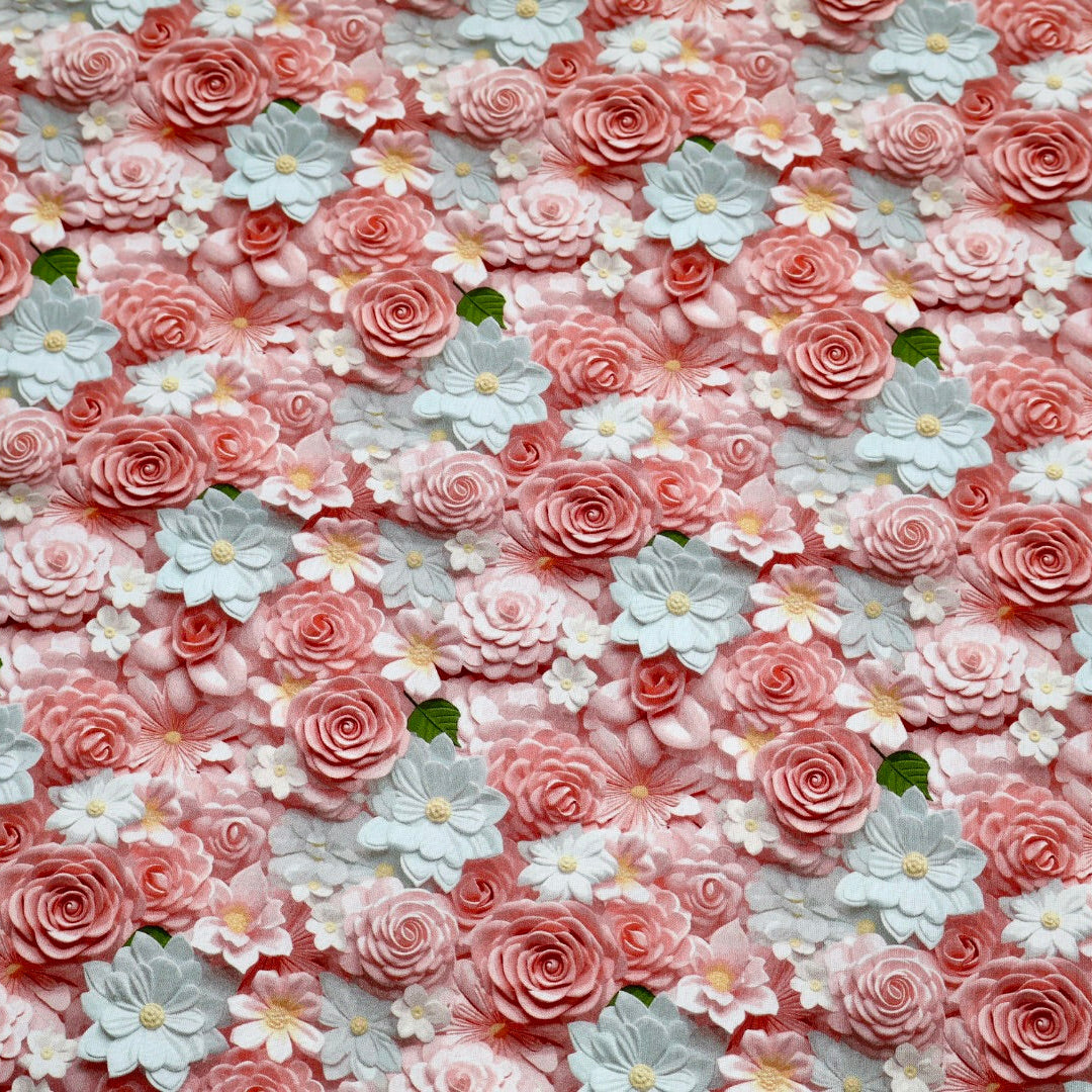Tissu coton 3D imprimé fleur