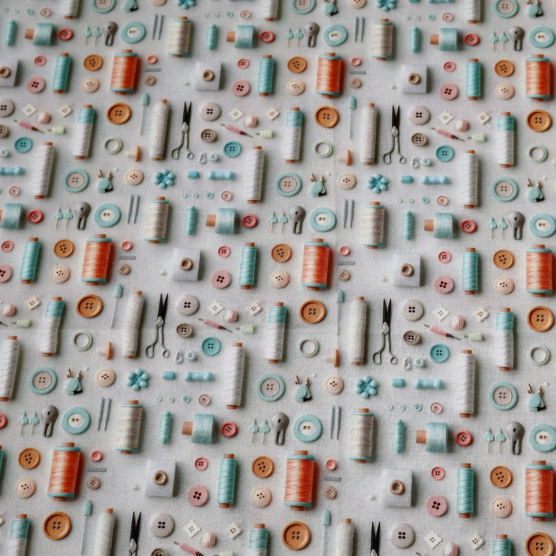 Tissu coton 3D imprimé à motif couture