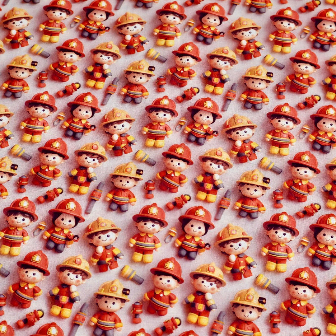 Tissu coton 3D imprimé pompier