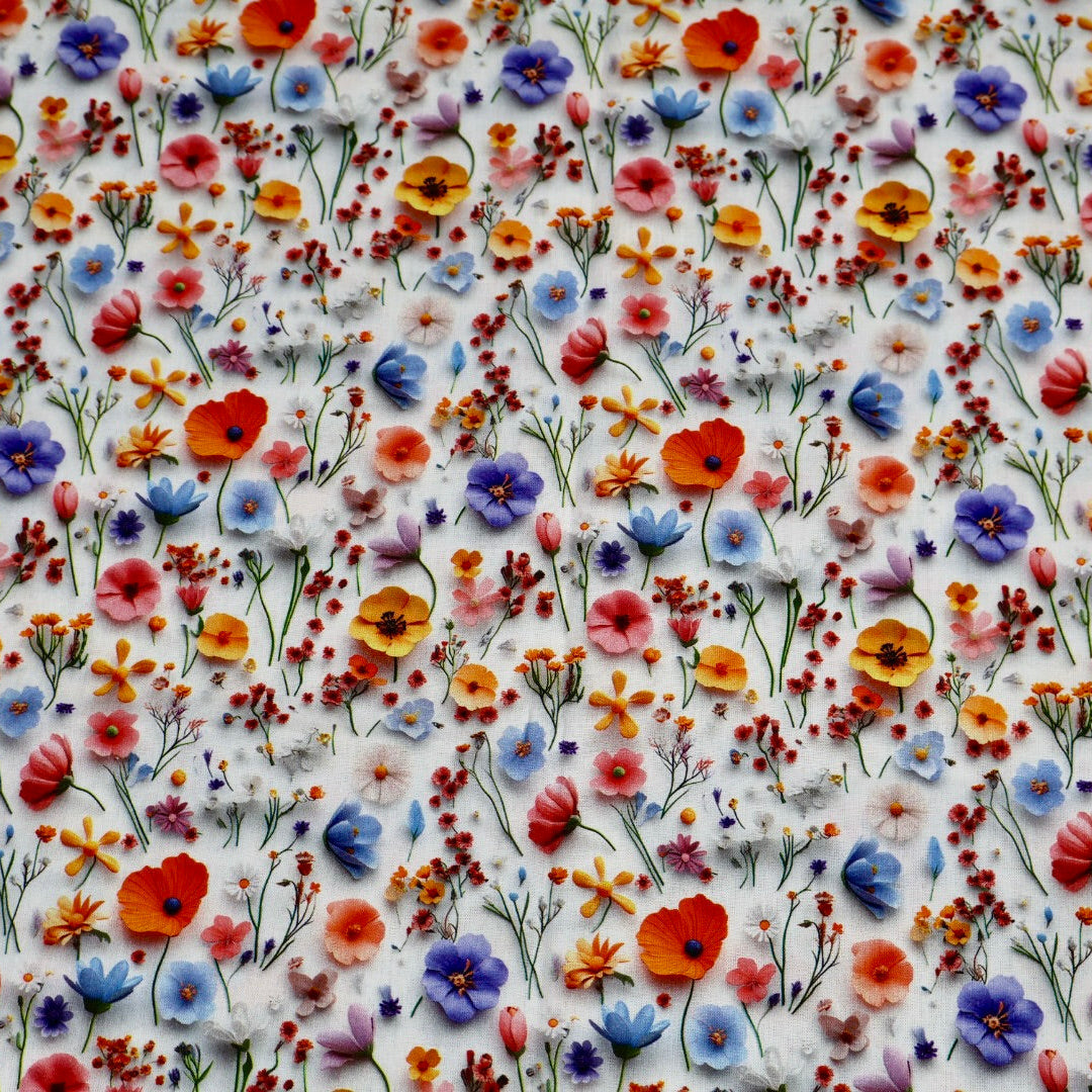 Tissu coton 3D imprimé fleur