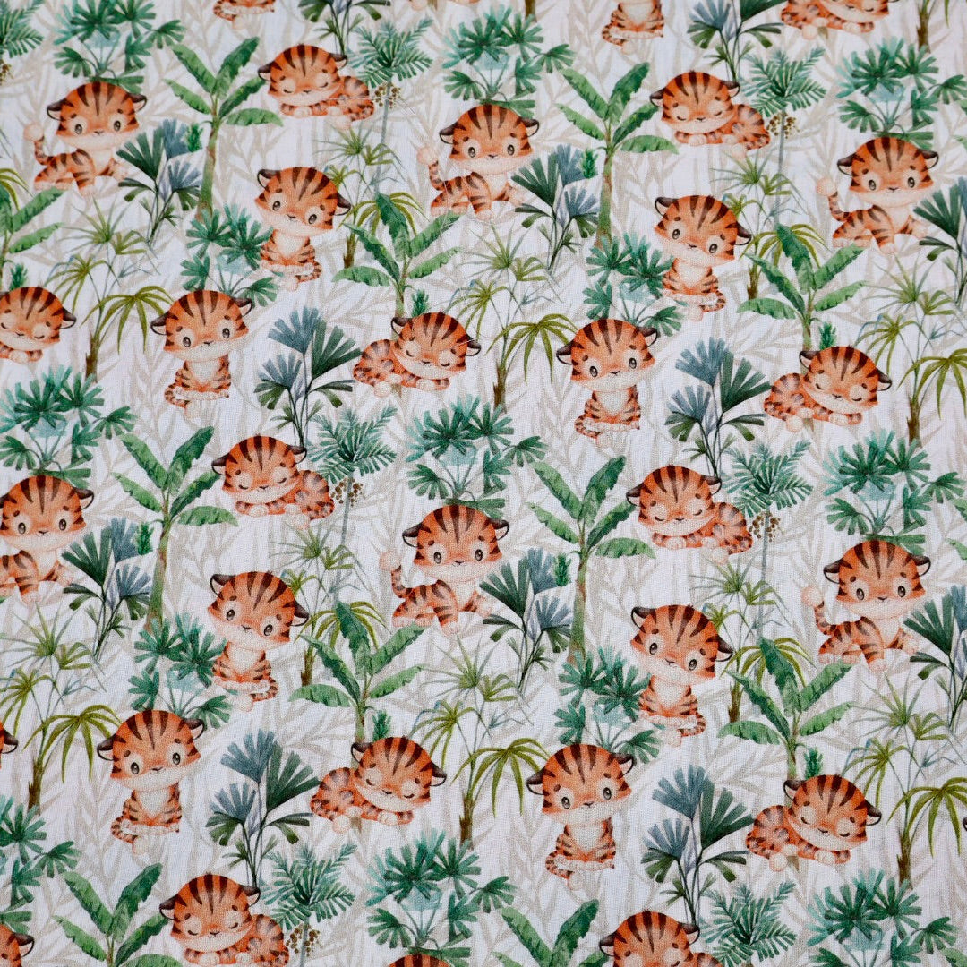 Tissu coton 3D imprimé tigre