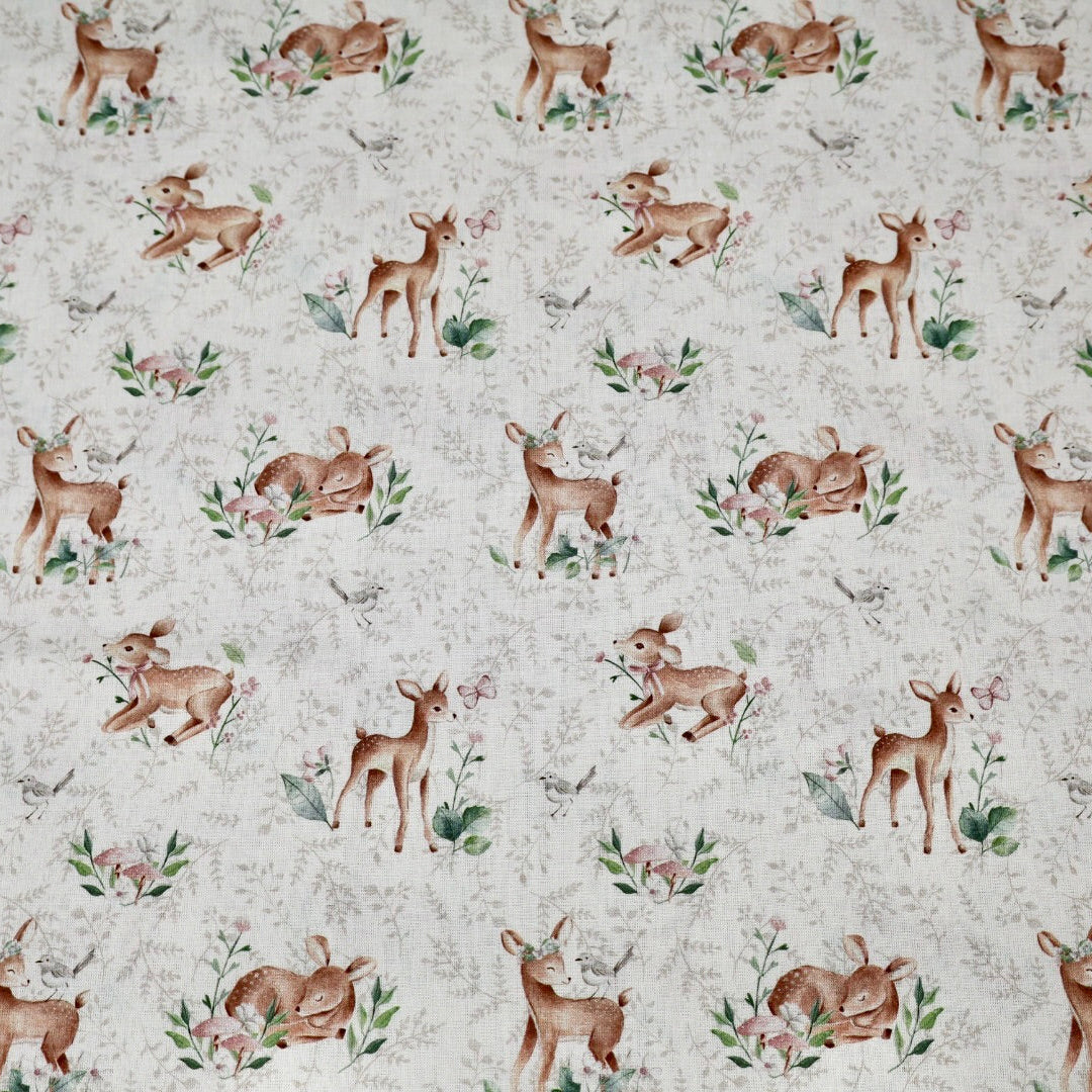 Tissu coton 3D imprimé biche