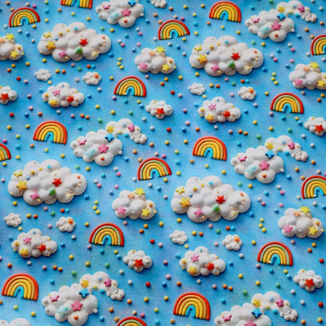 Tissu coton 3D imprimé arc-en-ciel