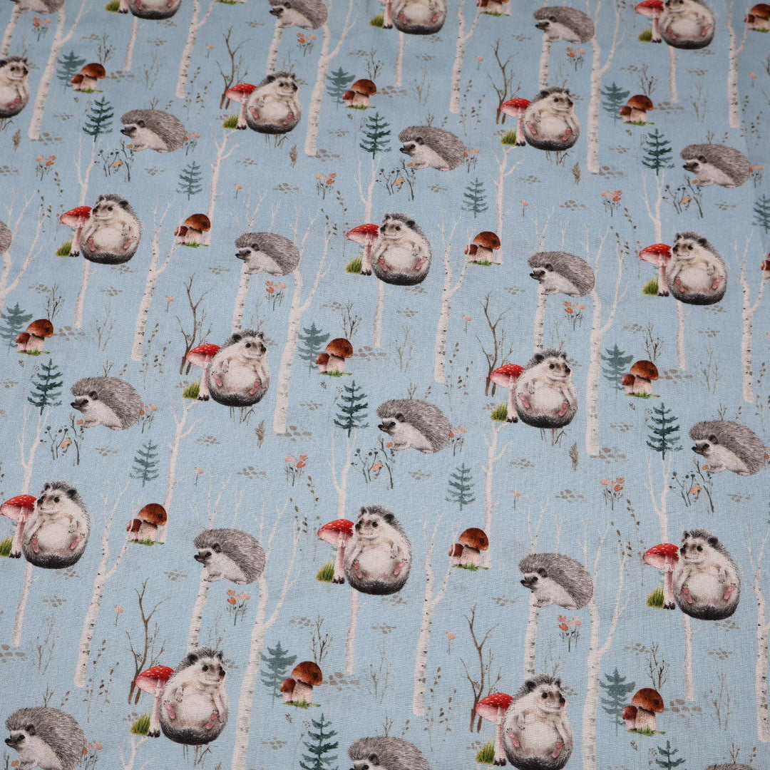 Tissu coton 3D imprimé hérisson