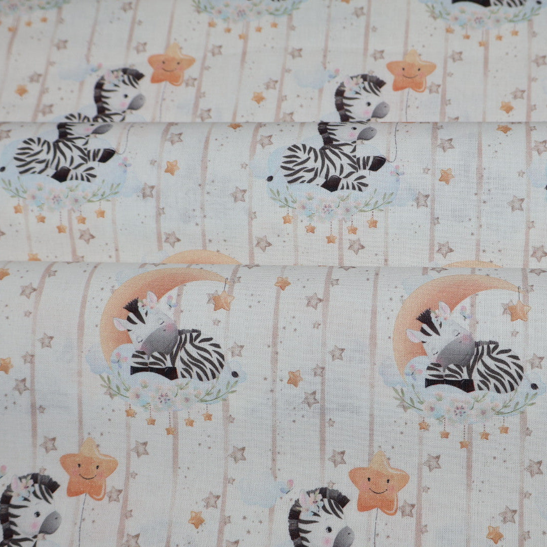 Tissu coton 3D imprimé zèbre