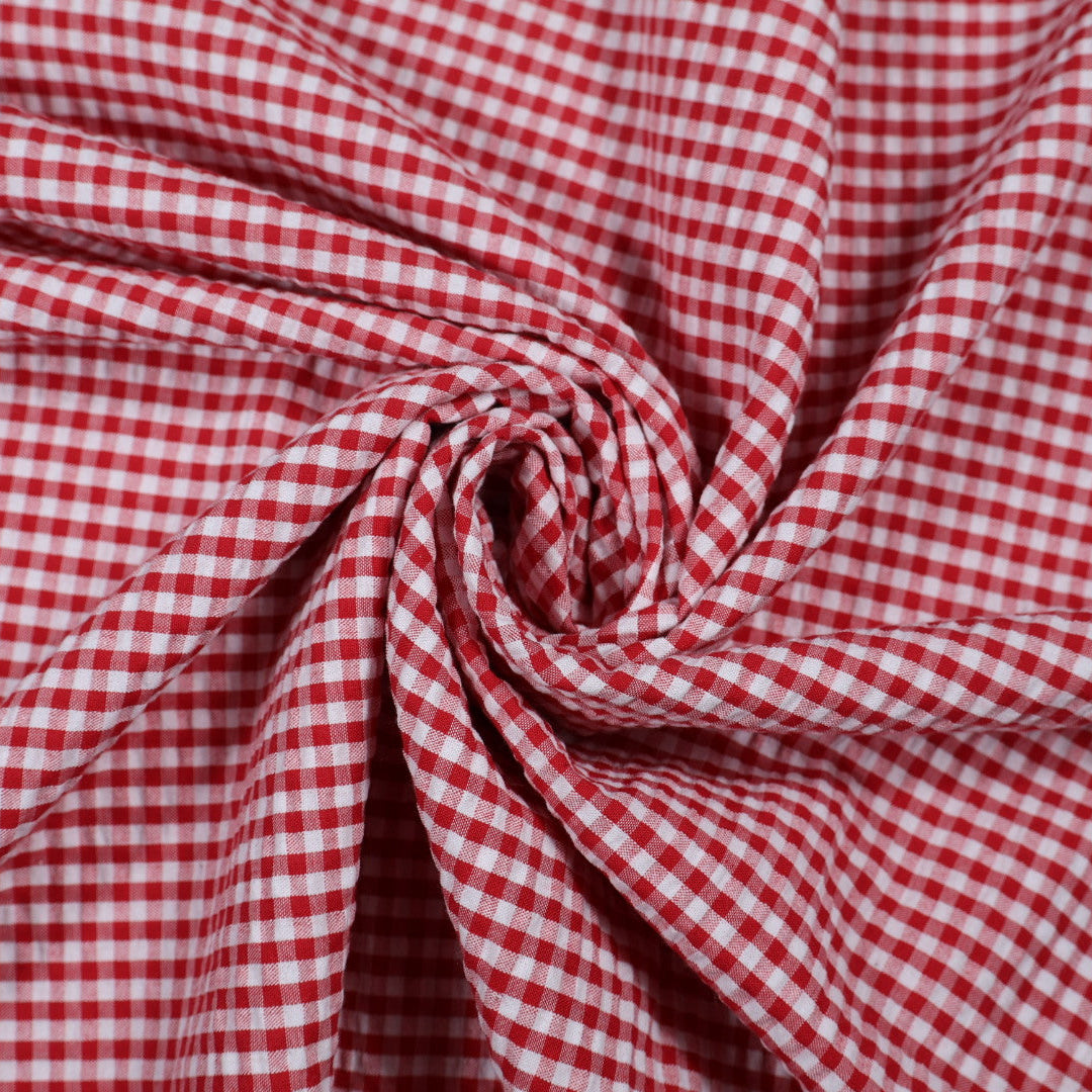 Tissu vichy rouge et blanc