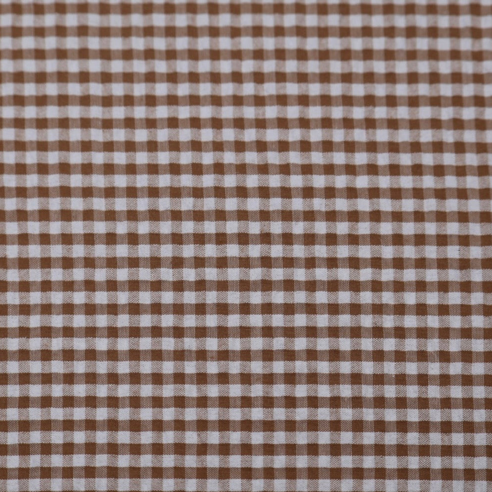 Tissu vichy marron et blanc