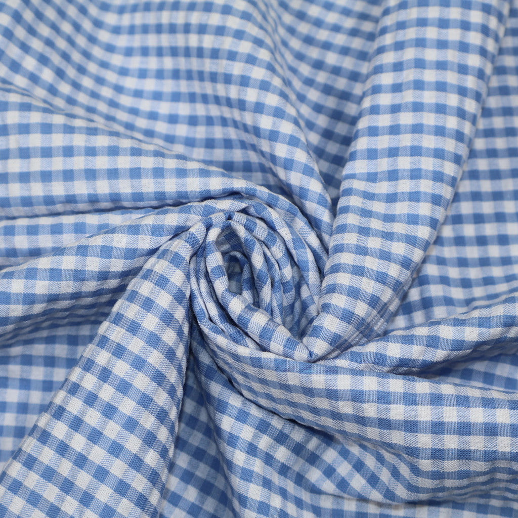 Tissu vichy bleu et blanc