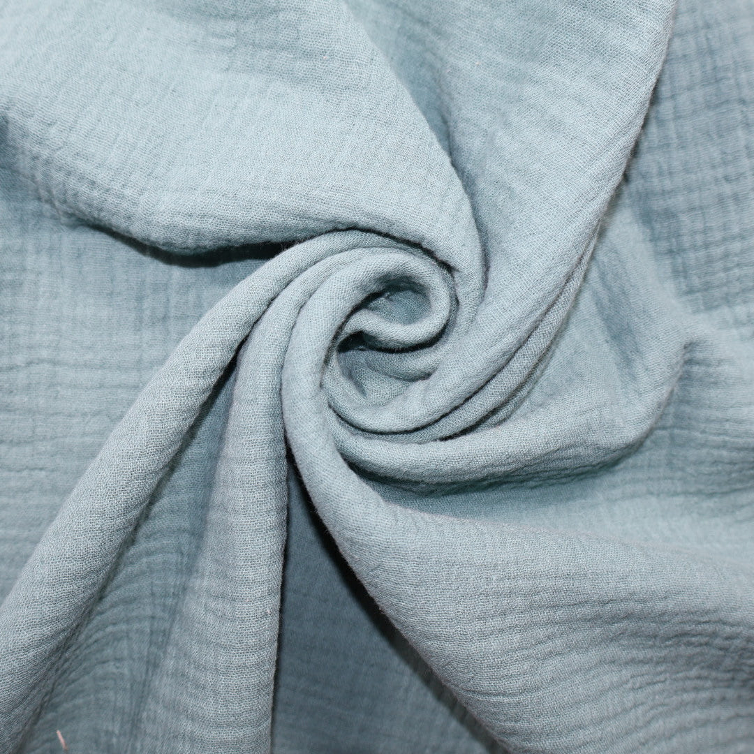 Tissu gaze de coton uni bleu