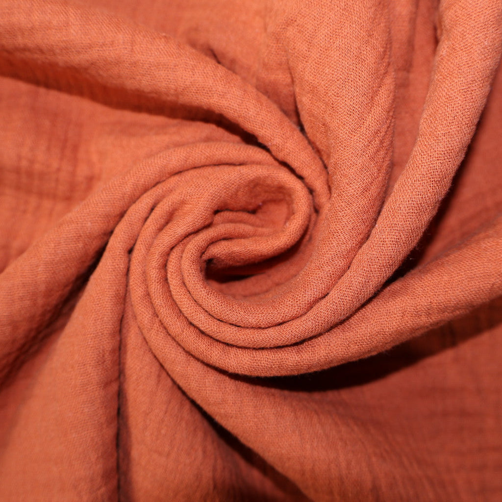 Tissu gaze de coton unie orange