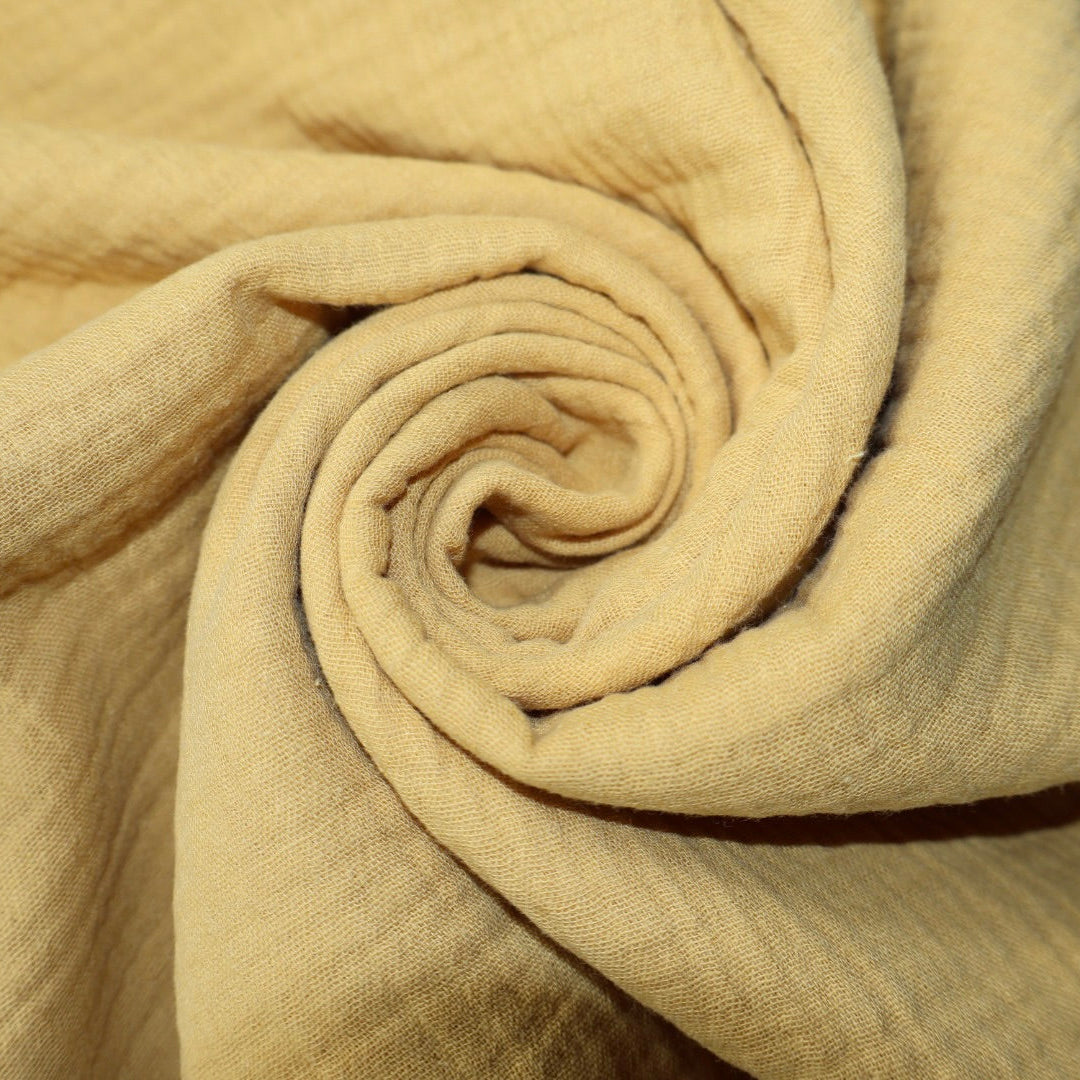 Tissu gaze de coton unie jaune